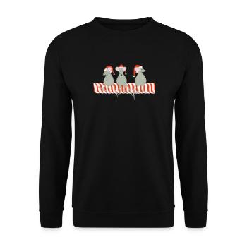 Weihnachtsmaus-Trio auf Zuckerstange - Unisex Pullover - Schwarz - Vorne - Alina (178cm) & Michal (187cm)