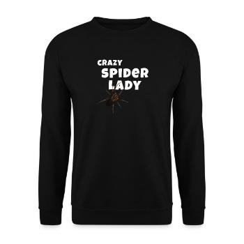 Crazy Spider Lady - Spinnen Liebhaberin - Unisex Pullover - Schwarz - Vorne - Alina (178cm) & Michal (187cm)