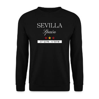 Sevilla Spanien Souvenir – Reise minimalistisch - Unisex Pullover - Schwarz - Vorne - Alina (178cm) & Michal (187cm)