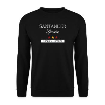 Santander Spanien Souvenir – Reise minimalistisch - Unisex Pullover - Schwarz - Vorne - Alina (178cm) & Michal (187cm)