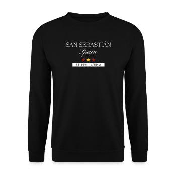 San Sebastián Spanien Souvenir – Reise minimalist - Unisex Pullover - Schwarz - Vorne - Alina (178cm) & Michal (187cm)