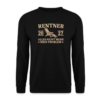 Rentner 2027 Liegestuhl Abschiedsgeschenk Rente - Unisex Pullover - Schwarz - Vorne - Alina (178cm) & Michal (187cm)