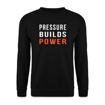 Druck baut Power Gym Motivation auf - Unisex Pullover - Schwarz - Vorne - Alina (178cm) & Michal (187cm)
