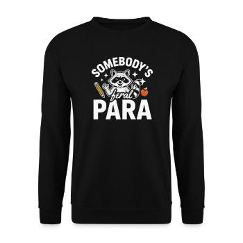 Jemandes wilder Para-Waschbär lustiges Tierzitat - Unisex Pullover - Schwarz - Vorne - Alina (178cm) & Michal (187cm)