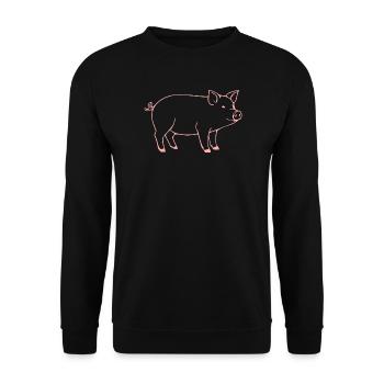 Schwein rosa Metzger Fleischer Geschenk - Unisex Pullover - Schwarz - Vorne - Alina (178cm) & Michal (187cm)