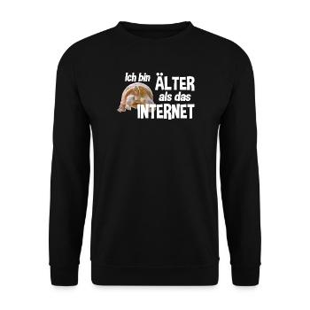 Ich bin älter als das Internet - Schildkröte - Unisex Pullover - Schwarz - Vorne - Alina (178cm) & Michal (187cm)