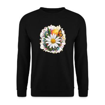 Margherita mit Schmetterlingen - Unisex Pullover - Schwarz - Vorne - Alina (178cm) & Michal (187cm)