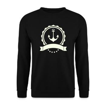 Nordsee Anker Emblem - Unisex Pullover - Schwarz - Vorne - Alina (178cm) & Michal (187cm)