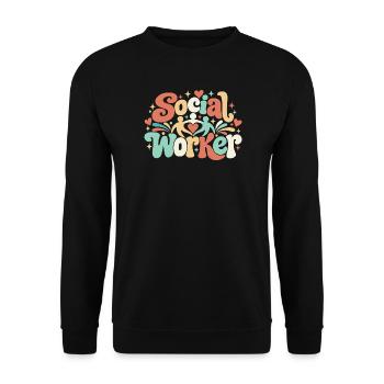 Social Worker Sozialarbeiter Inklusion Geschenk - Unisex Pullover - Schwarz - Vorne - Alina (178cm) & Michal (187cm)