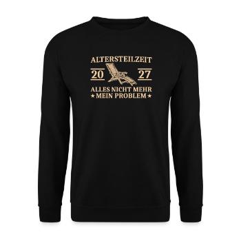 Altersteilzeit 2027 Liegestuhl Abschiedsgeschenk - Unisex Pullover - Schwarz - Vorne - Alina (178cm) & Michal (187cm)