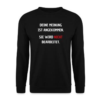 Meinung Wird NICHT Bearbeitet - Unisex Pullover - Schwarz - Vorne - Alina (178cm) & Michal (187cm)