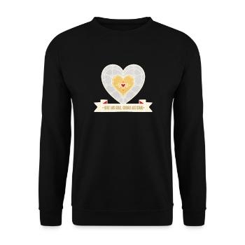 Herz aus Gold, Geduld aus Stahl Spruch Shirt - Unisex Pullover - Schwarz - Vorne - Alina (178cm) & Michal (187cm)