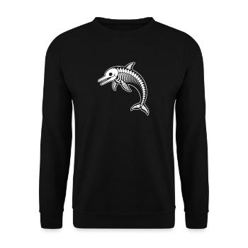 Süßes Skelett Delfin Springend Cartoon Weiß Shirt - Unisex Pullover - Schwarz - Vorne - Alina (178cm) & Michal (187cm)