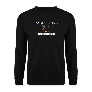 Barcelona Spanien Souvenir – Reise minimalistisch - Unisex Pullover - Schwarz - Vorne - Alina (178cm) & Michal (187cm)
