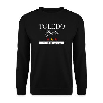 Toledo Spanien Souvenir – Reise minimalistisch - Unisex Pullover - Schwarz - Vorne - Alina (178cm) & Michal (187cm)