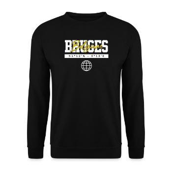 Brügge Belgien Koordinaten Reise Souvenir - Unisex Pullover - Schwarz - Vorne - Alina (178cm) & Michal (187cm)