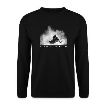 Fahr einfach Schneemobil – Schlittenfahrer, Schneemobilfahren - Unisex Pullover - Schwarz - Vorne - Alina (178cm) & Michal (187cm)