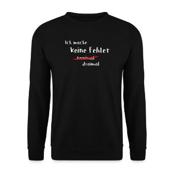 Keine Fehler 2 mal - Unisex Pullover - Schwarz - Vorne - Alina (178cm) & Michal (187cm)