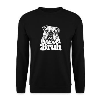 Bruh Bulldog Grafik – Humorvolles Design - Unisex Pullover - Schwarz - Vorne - Alina (178cm) & Michal (187cm)