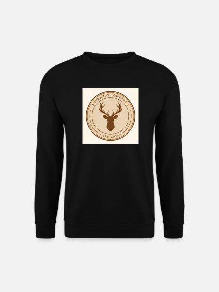 Adventure Outdoor Deer Head - Vintage Hunting Badg - Unisex Pullover - Schwarz