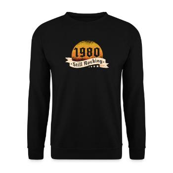 1980 Still Rocking Retro Geburtstag Geschenk - Unisex Pullover - Schwarz - Vorne - Alina (178cm) & Michal (187cm)