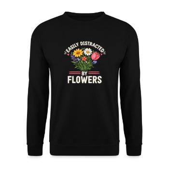 Leicht von Blumen ablenken, Wildblumen gärtnern - Unisex Pullover - Schwarz - Vorne - Alina (178cm) & Michal (187cm)