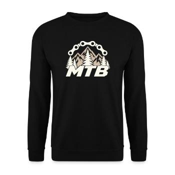 MTB Mountainbike Biker Berge Outdoor Motiv - Unisex Pullover - Schwarz - Vorne - Alina (178cm) & Michal (187cm)