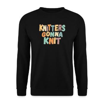 Stricken - Knitters gonna knit - Unisex Pullover - Schwarz - Vorne - Alina (178cm) & Michal (187cm)
