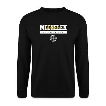 Mechelen Belgien Koordinaten Reise Souvenir - Unisex Pullover - Schwarz - Vorne - Alina (178cm) & Michal (187cm)