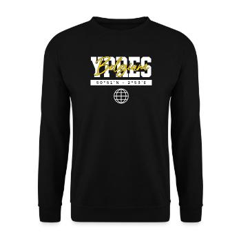Ypern Belgien Koordinaten Reise Souvenir - Unisex Pullover - Schwarz - Vorne - Alina (178cm) & Michal (187cm)