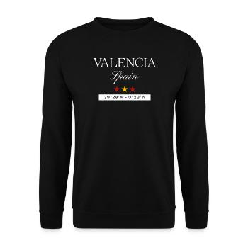Valencia Spanien Souvenir – Reise minimalistisch - Unisex Pullover - Schwarz - Vorne - Alina (178cm) & Michal (187cm)