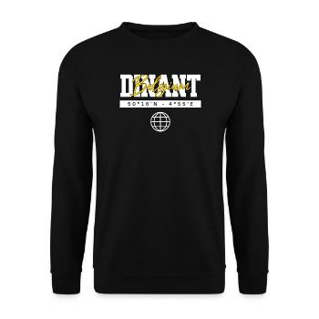 Dinant Belgien Koordinaten Reise Souvenir - Unisex Pullover - Schwarz - Vorne - Alina (178cm) & Michal (187cm)