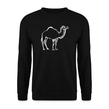Kamel weiß Geschenk  - Unisex Pullover - Schwarz - Vorne - Alina (178cm) & Michal (187cm)