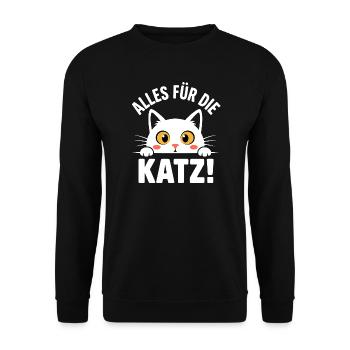 Katzenliebhaber mit Wortwitz - Unisex Pullover - Schwarz - Vorne - Alina (178cm) & Michal (187cm)