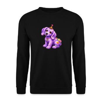 Fliederkleiner Welpe - Unisex Pullover - Schwarz - Vorne - Alina (178cm) & Michal (187cm)