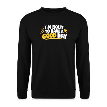 Guten Tag bereit: Fett weißer gelber Text - Unisex Pullover - Schwarz - Vorne - Alina (178cm) & Michal (187cm)
