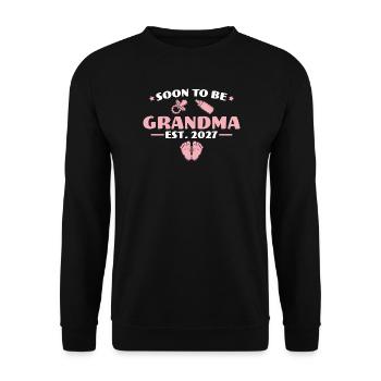 Pregnancy Reveal Soon to be Grandma 2027 - Unisex Pullover - Schwarz - Vorne - Alina (178cm) & Michal (187cm)