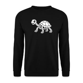 Süßes Skelett Schildkröte Cartoon Weiß Shirt - Unisex Pullover - Schwarz - Vorne - Alina (178cm) & Michal (187cm)