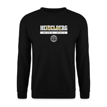 Heidelberg Deutschland Koordinaten Reise Souvenir - Unisex Pullover - Schwarz - Vorne - Alina (178cm) & Michal (187cm)