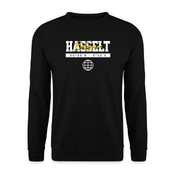 Hasselt Belgien Koordinaten Reise Souvenir - Unisex Pullover - Schwarz - Vorne - Alina (178cm) & Michal (187cm)