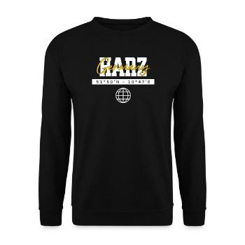 Harz Deutschland Koordinaten Reise Souvenir - Unisex Pullover - Schwarz - Vorne - Alina (178cm) & Michal (187cm)