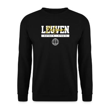 Löwen Belgien Koordinaten Reise Souvenir - Unisex Pullover - Schwarz - Vorne - Alina (178cm) & Michal (187cm)