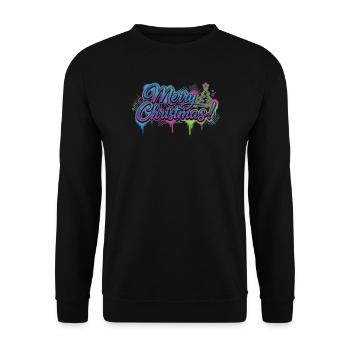 Frohe Weihnachten Neon Graffiti Streetwear Style - Unisex Pullover - Schwarz - Vorne - Alina (178cm) & Michal (187cm)