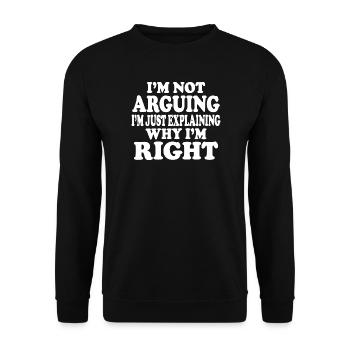 Ich streite nicht, ich erkläre nur lustigen Humor - Unisex Pullover - Schwarz - Vorne - Alina (178cm) & Michal (187cm)