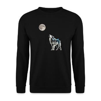 Mond ,Wolf - Unisex Pullover - Schwarz - Vorne - Alina (178cm) & Michal (187cm)