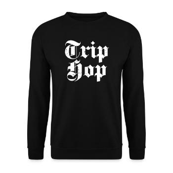 Gotische Trip-Hop-Typografie - Unisex Pullover - Schwarz - Vorne - Alina (178cm) & Michal (187cm)