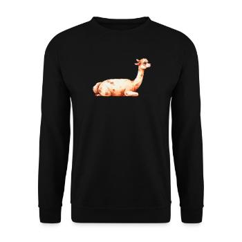 Pastell-alpaka design, Wasserfarben-Illustration - Unisex Pullover - Schwarz - Vorne - Alina (178cm) & Michal (187cm)