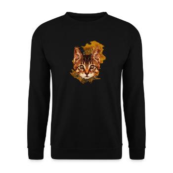 Dungeon Magier Katze Fantasy T-Shirt - Unisex Pullover - Schwarz - Vorne - Alina (178cm) & Michal (187cm)