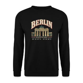 Berlin Brandenburger Tor Hauptstadt Geschenk - Unisex Pullover - Schwarz - Vorne - Alina (178cm) & Michal (187cm)
