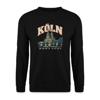 Köln Dom Skyline Nordrhein-Westfalen Geschenk - Unisex Pullover - Schwarz - Vorne - Alina (178cm) & Michal (187cm)